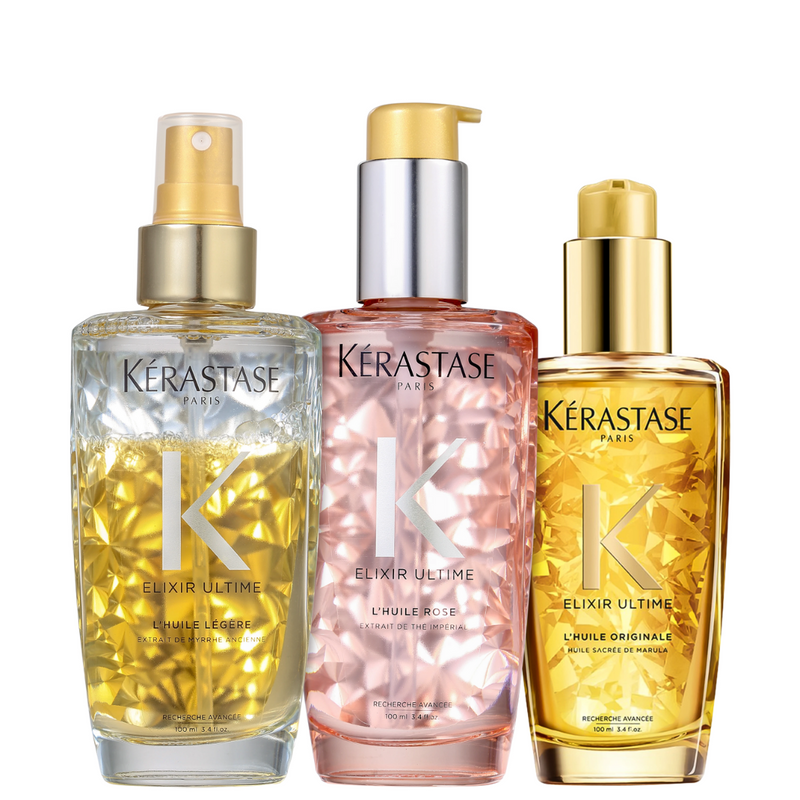 Kit Elixir Ultime Huile – Nutrición, Brillo y Ligereza del Pelo (3 productos)